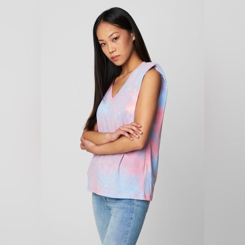 FINAL SALE - BLANK NYC Padded Shoulder Tie-Dye Tank Top, NWT